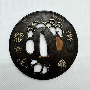 KATANA TSUBA Japanese Original Edo Sword Antique: Japanese Original Edo Antique Art: Size(mm): 77 x 77 x3