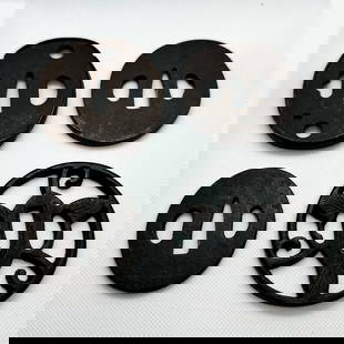 KATANA TSUBA Japanese Original Edo Sword Antique * 4: Japanese Original Edo Antique Art: Size(mm): see images