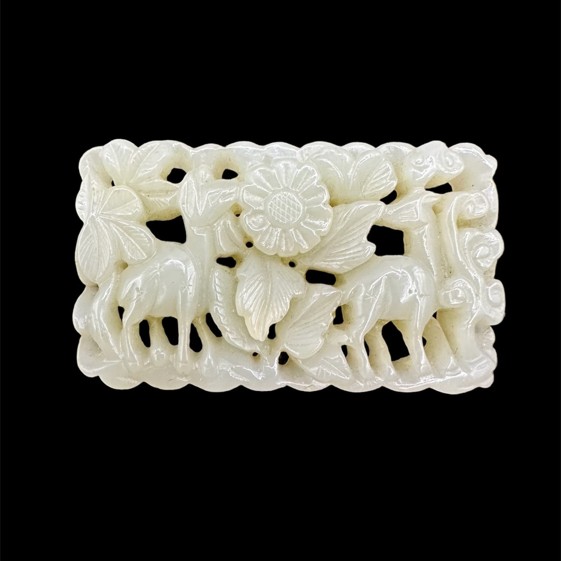 Late Qing/Republic Period Exquisite Hetian White Jade Carved Pendant with Hollow Design (1 of 4)