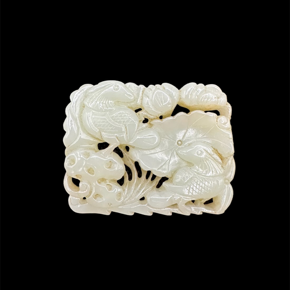 Late Qing/Republic Period Exquisite Hetian White Jade Carved Pendant with Hollow Design (1 of 4)
