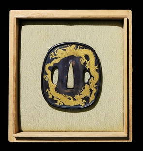 SUPERB GOLDEN DRAGON KINKO TSUBA JAPAN EDO ORIGINAL TSUBA SWORD ANTIQUE: Size is described in the photos or Item specifics.Country of origin : Japan