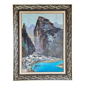 A Framed Oil Painting. Signed with seal attributed to Wu Guanzhong (1 of 8)