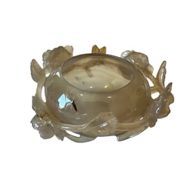 19 century Antique Chinese Agate Brush Washer Peach Form Qing Bonhams