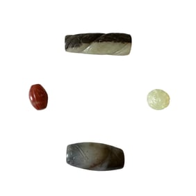 Lot Of  4 Misc. Pieces. Tibetan Dzi Beads
