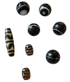 A Group Tibetan Dzi Bead Himalayan Pendant