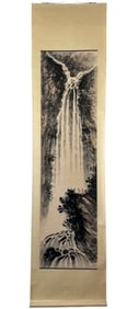 A CHINESE INK AND COLOR SCROLLING PAINTING