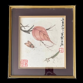 A FRAMED ART PAINTING,ATTRIBUTED TO QI BAISHI