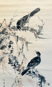 A Chinese  painting "Two magpies"