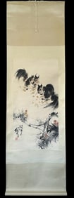 A Chinese Ink Color Scroll Squirrels Painting