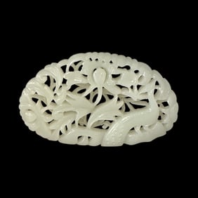 Hetian jade pendant, hollow carving