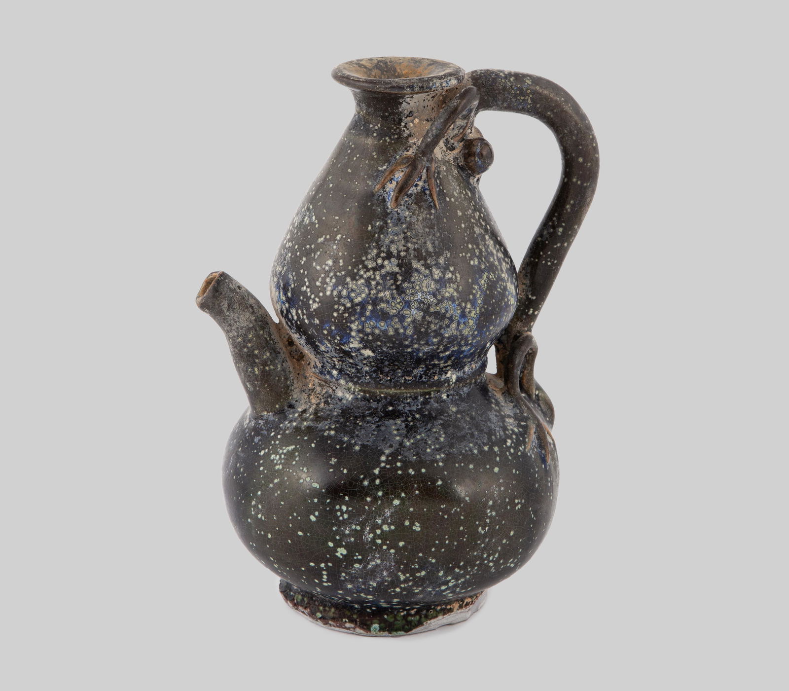 TEAPOT SHAPED LIKE A DOUBLE PUMPKIN IN GLAZED STONEWARE (1 of 1)