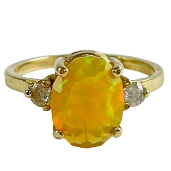 14k Gold Ladies Fire Opal w/ Diamond Ring (1 of 5)