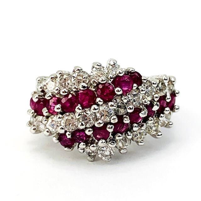 Sterling Silver Ruby & Diamond Ring Size 6.25 (1 of 4)