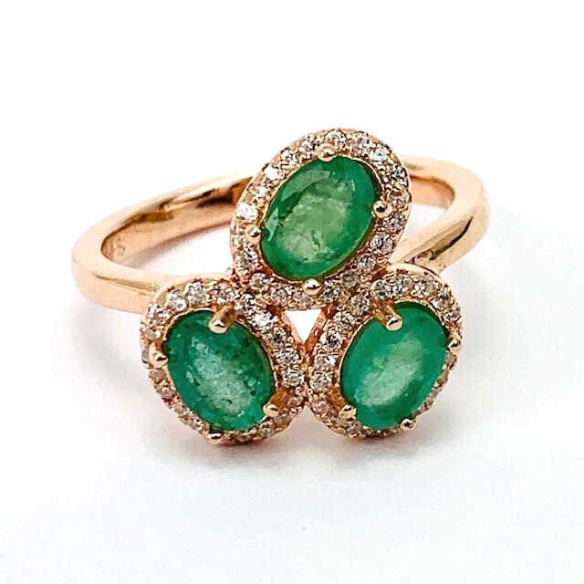 Green Emerald & White Cz 925 Sterling Ring Sz 7 (1 of 4)