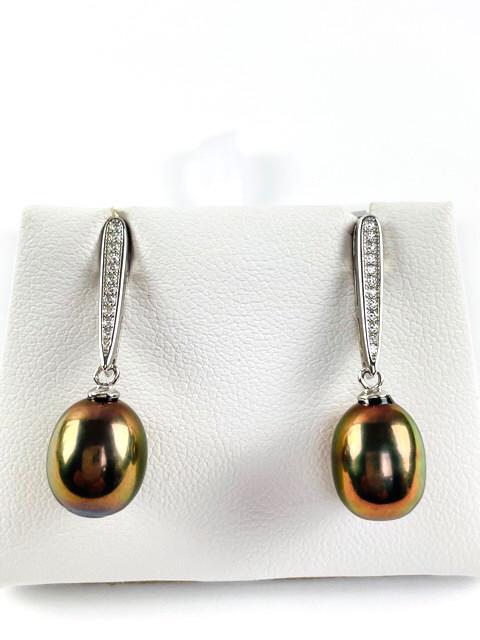TAHITIAN PEARL POST EARRINGS 925 SILVER (1 of 3)