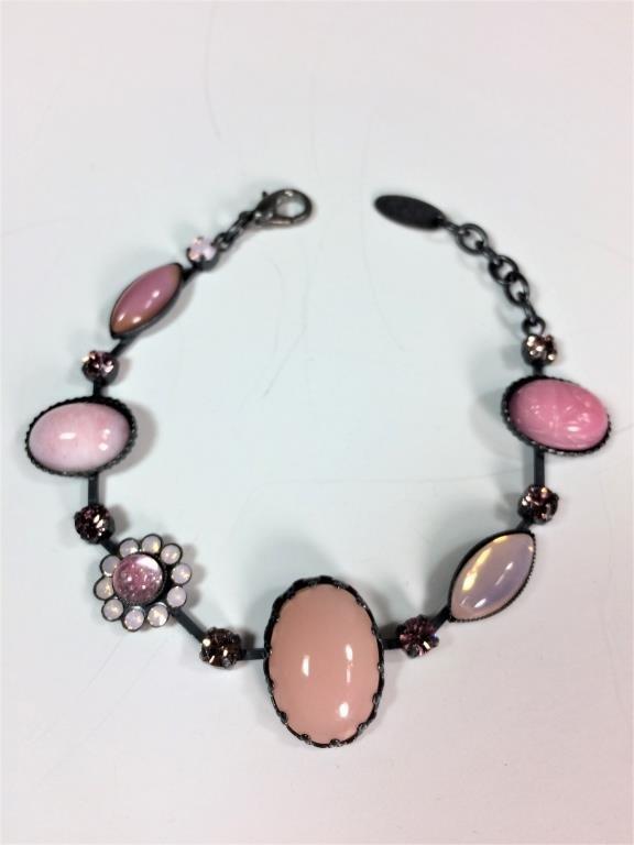 Pink Vintage Stone & Crystal Swarovski Bracelet (1 of 3)