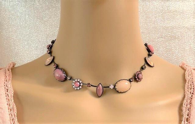Pink Vintage Stone & Crystal Swarovski Necklace (1 of 3)