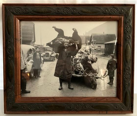 Actual Photo of Babe Ruth Lifting a Black Bear: This photo was taken in 1937 when Babe went on a hunting trip to Caribou, Maine. Besides the bear, you can see his cache of animals he was able to bag on that trip. It is nicely framed and measures 12