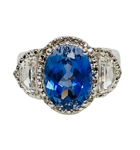 Sterling Blue & White Sapphire Sterling Ring (1 of 6)
