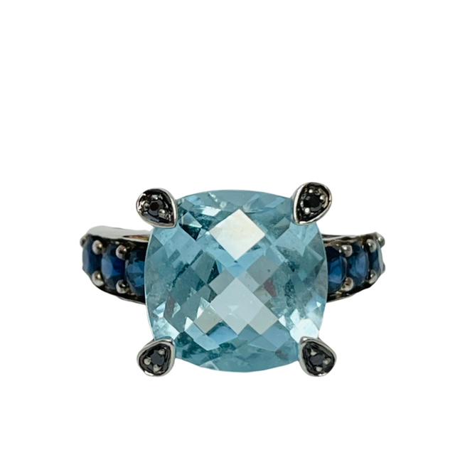 10k Light Blue Topaz & Sapphire Ring size 5.25 (1 of 6)