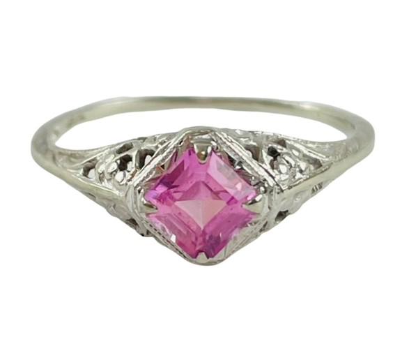 Vintage 10k Filigree Pink Ruby Ring Size 6.25 (1 of 7)