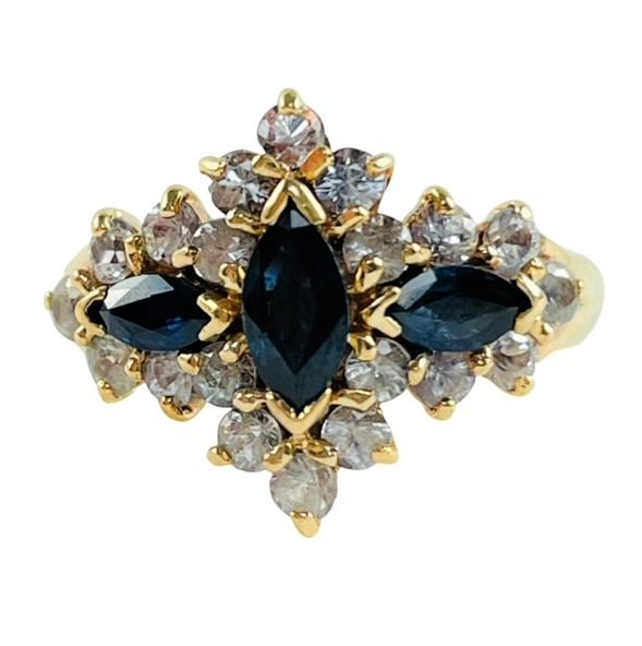 10KT Gold Blue & White Sapphire Ring Sz. 5.25 (1 of 7)