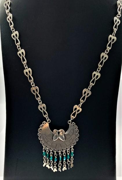 Sterling Silver Bird & Bead Necklace 18" long (1 of 4)