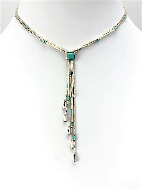 Beautiful Liquid Silver & Turquoise Necklace (1 of 7)