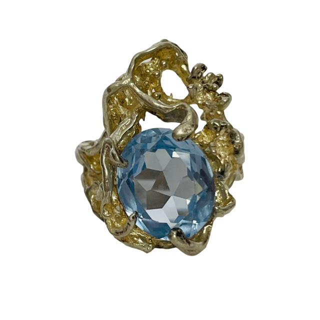 Beautiful Sterling Ring with Large Aquamarine Stone (1 of 6)