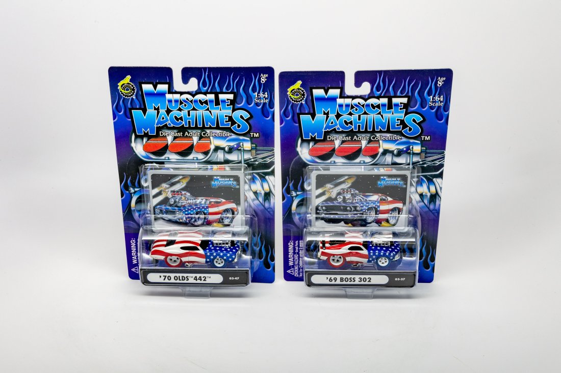 1:64 Die Cast Red White Blue Muscle Cars- Trading Cards (1 of 2)