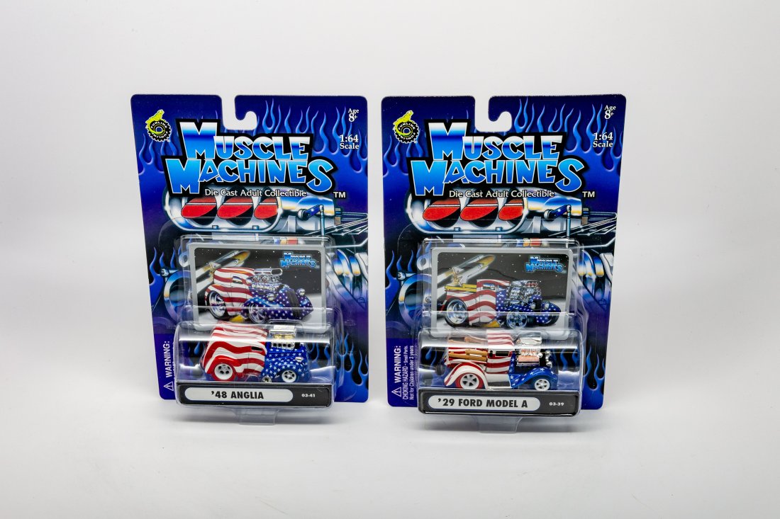 1:64 Die Cast Red White Blue Muscle Cars- Trading Cards (1 of 2)