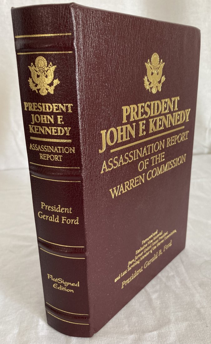 PRESIDENT GERALD FORD Signed Limited Edtion WARREN REPORT Leather: Up for auction is a signed, limited edition of a special production of the Warren Report covering the assassination of President John F. Kennedy. This leather-bound copy is signed by President Gerald 