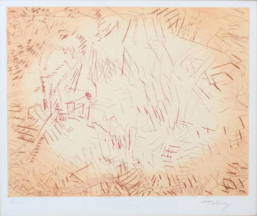 MARK TOBY Signed 1974 THE HARVEST'S GLEANING Limited Edition: Up for auction is a signed, limited edition etching by Mark Tobey (1890-1976) entitled The Harvest's Gleaning. Only 150 of these signed etchings were produced. This is number 98. The etching is pencil