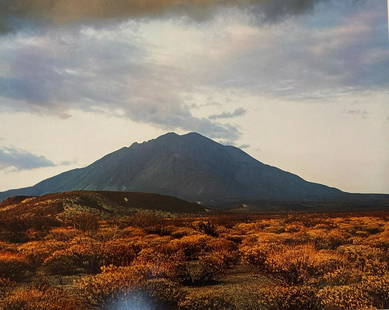 ELIOT PORTER Pencil Signed DYE TRANSFER PRINT Baja California  LIMITED EDITION 1966: ARTIST: Eliot Porter (American, Illinois & Santa Fe, New Mexico, 1901-1990) TITLE: Sunset behind Las Tres Virgenes Volcano, near Mezquital, Baja, California, August 12, 1966 MEDIUM: Color dye-transfer