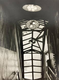 LEONARD SUSSMAN Signed NEW YORK CITY SUBWAYS Skylight & Stairwell GELATIN SILVER PRINT Beverley Road: ARTIST: Leonard Sussman(San Francisco, California, 1947) TITLE: Skylight and Stairwell: Beverley Road, BMT MEDIUM: Gelatin silver print and etching IMAGE SIZE: 7 1/2" x 6 3/4" OVERALL SIZE: 20" x 15"