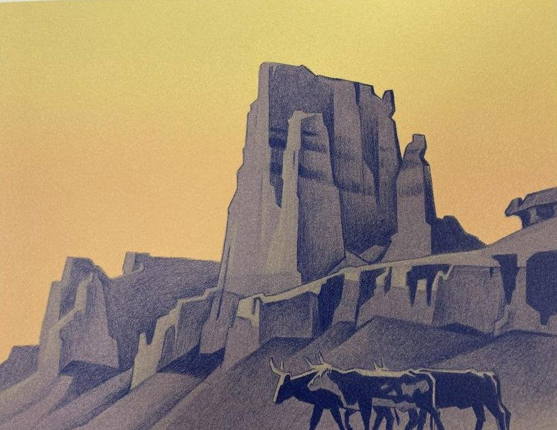 ED MELL Signed BACK CANYON CATTLE Lithograph LIMITED EDITION Numbered 80 of 300 (1 of 19)