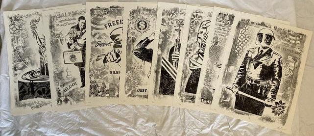 SHEPARD FAIREY Signed X8 COMPLETE PORTFOLIO SET Limited Edition 2017 NUMBERED Screen Print STENCILS (1 of 13)