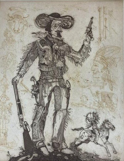 SIMON DITTRICH Signed BUFFALO BILL Limited Edition NUMBERED S/N ETCHING (1 of 15)