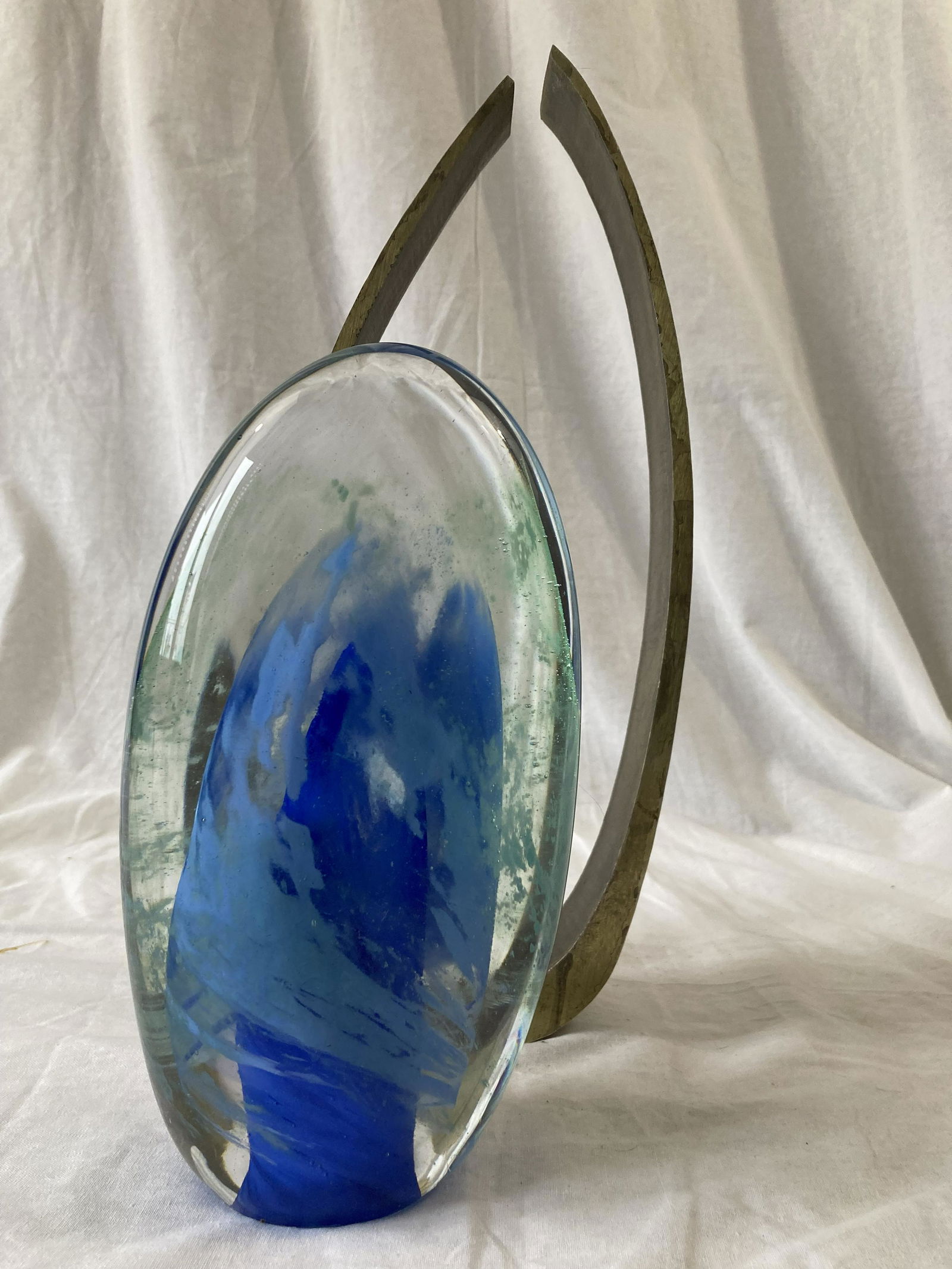 DORIS MAE TOTTEN CHASE Signed X2 STEEL & GLASS SCULPTURE Angelica 1996 (1 of 19)