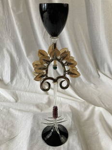 SUSAN PLUM (b. 1944) Signed Lampworked Glass COPA de las MANANITAS II PILCHUCK: ARTIST: Susan Plum (Houston, Texas, Mexico City, Mexico, b. 1944) TITLE: Copa de las Mananitas II MEDIUM: Lampworked glass OVERALL SIZE: 20" x 5" DESCRIPTION: Up for auction is a signed lampworked