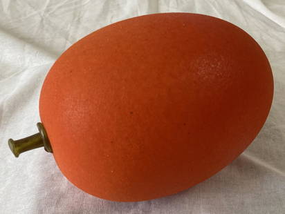 FLORA MACE & JOEY KIRKPATRICK Signed KUMQUAT Original Blown Glass PILCHUCK GLASS SCHOOL: ARTIST: Joey Kirkpatrick (Des Moines, Iowa, Seattle, Washington, b. 1952), Flora Mace (Exeter, New Hampshire, Seattle, Washington, b. 1949) TITLE: Kumquat MEDIUM: Blown glass SIZE: 8" x 5"