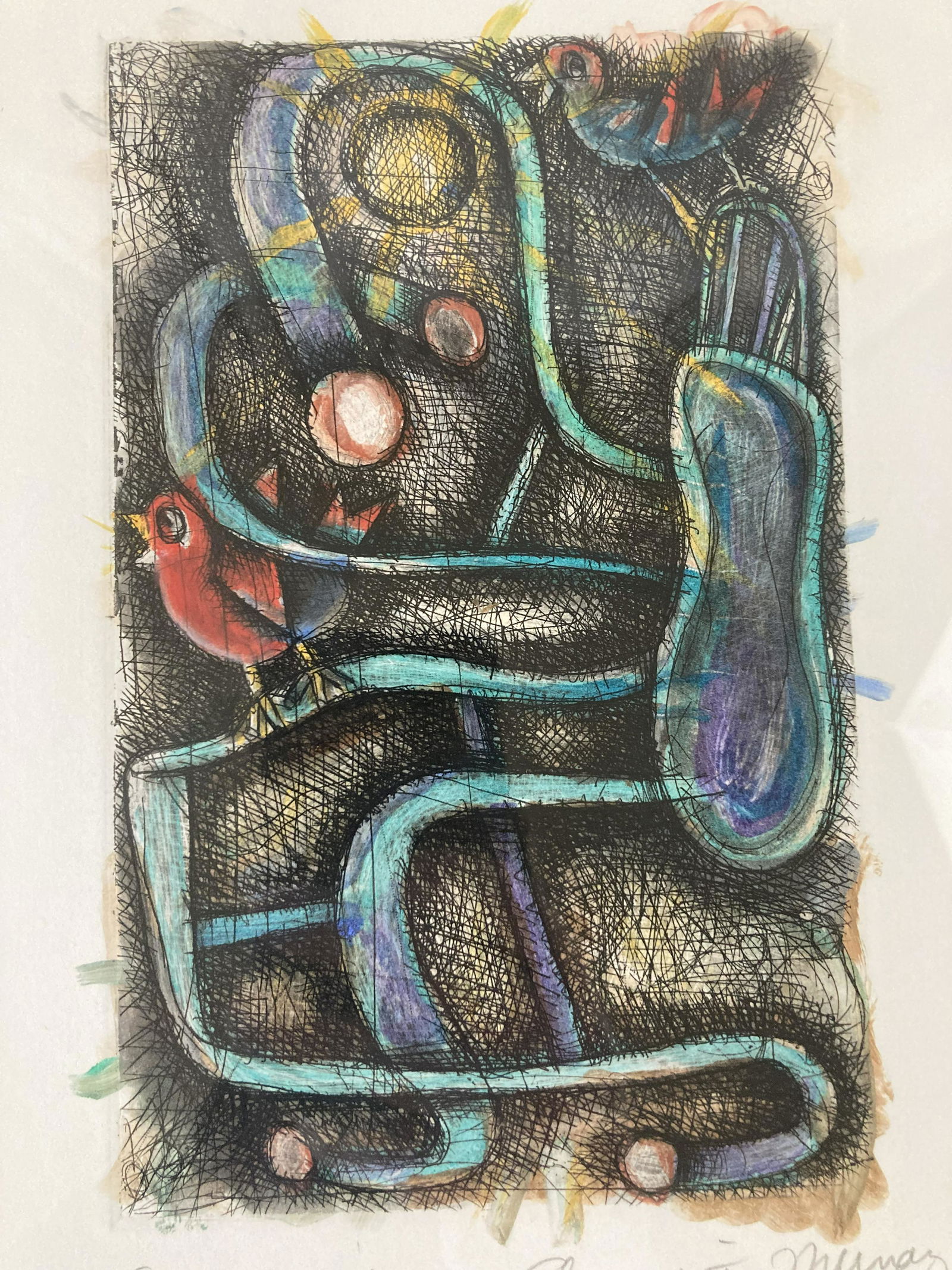 ELIZABETH MURRAY Signed BIRDS Hand-Colored Etching LIMITED EDITION Numbered 15 of 21 (1 of 16)