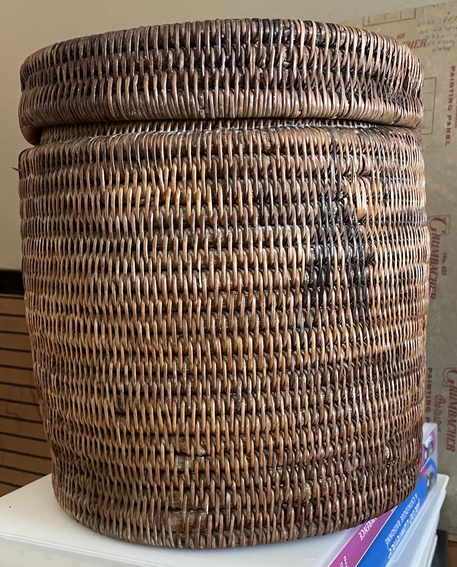 PIMA & PAPAGO Polychrome WOVEN BASKET W/ LID Southwest NATIVE AMERICAN (1 of 8)