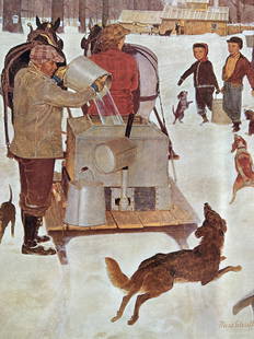 MEAD SCHAEFFER Signed SUGARING IN VERMONT Limited Edition NUMBERED: ARTIST: Mead Schaeffer (Freedom Plains, New York, New York City, New York, 1898-1980) TITLE: Sugaring in Vermont SIZE: Pint: 36" x 29" MEDIUM: Lithograph DESCRIPTION: Up for auction is a beautiful