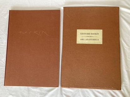LEONARD BASKIN (1922-2000) Signed Portfolio ARS ANATOMICA Limited Edition NUMBERED 1972: ARTIST: Leonard Baskin (New Brunswick, New Jersey, Northampton, Massachusetts, Yale University, New York University, 1922-2000) TITLE: Ars Anatomica, 1972 SIZE: Book: 22 1/2" x 15 1/2" MEDIUM: Paper