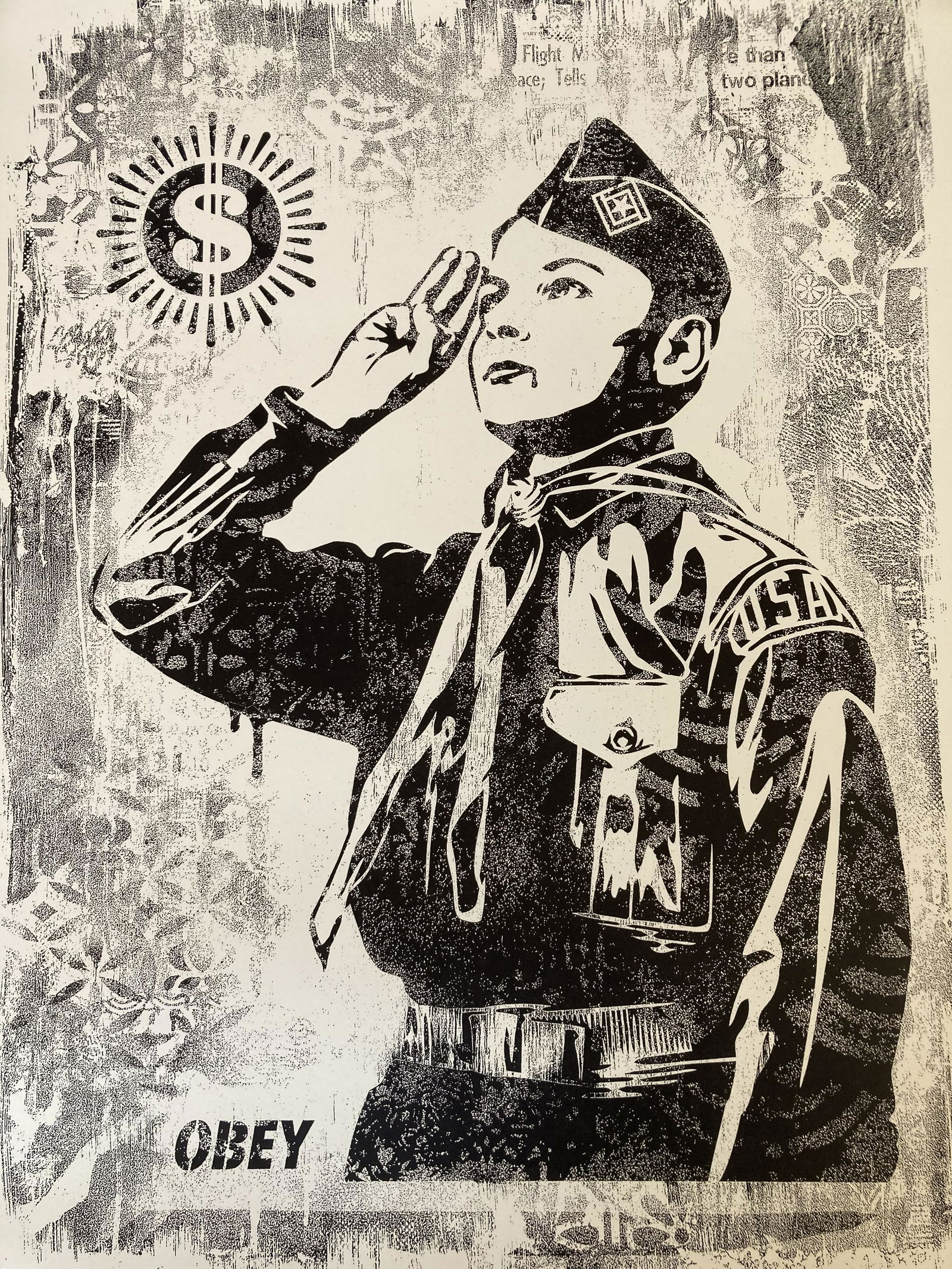 SHEPARD FAIREY Signed 2017 LEARN TO OBEY Limited Edition SCREEN PRINT: ARTIST: Shepard Fairey (Charleston, South Carolina, Los Angeles, California, b. 1970) TITLE: Learn to Obey, 2017 SIZE: Unframed, Sheet = 24" x 18" MEDIUM: Screen Print DESCRIPTION: Up for auction is