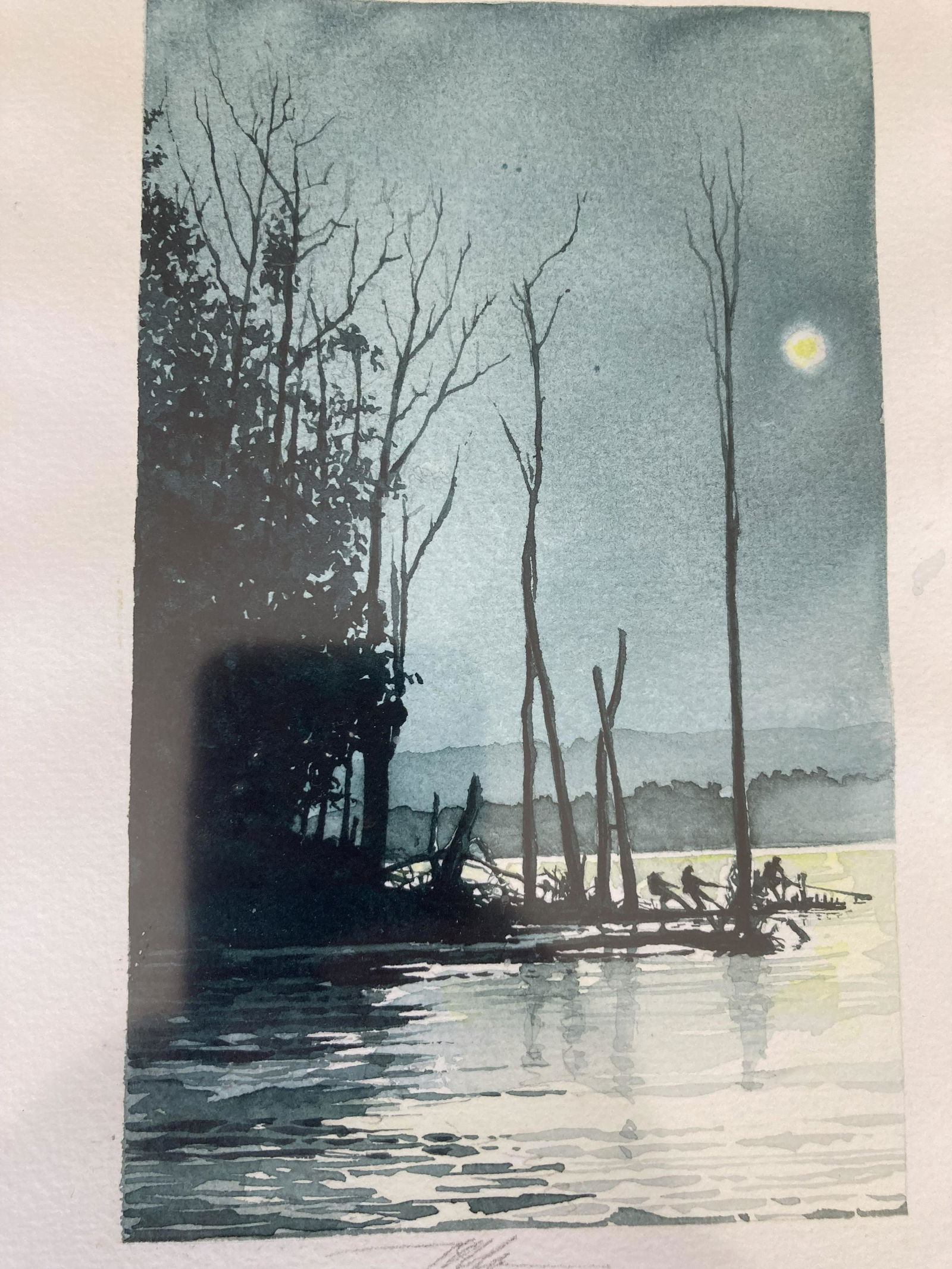 BARRY MOSER Signed ORIGINAL WATERCOLOR Adventures of Tom Sawyer ARRIVAL AT JACKSON ISLAND (1 of 13)