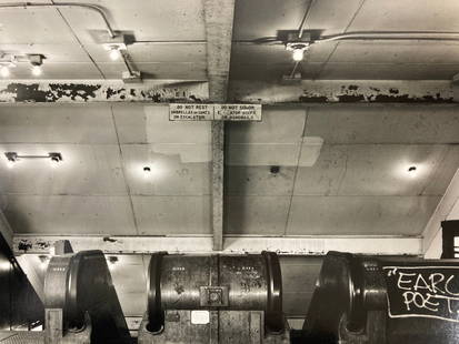 LEONARD SUSSMAN Signed TOP OF ESCALATOR New York City Subway 1977 GELATIN SILVER PRINT: AUTHOR/ARTIST: Leonard Sussman (San Francisco, California, New York City, b. 1947) TITLE: Top of Escalator: Smith and 9th Street, BMT - IND, 1977 SIZE: Unframed: Matting (Photograph) = 20" x 15",