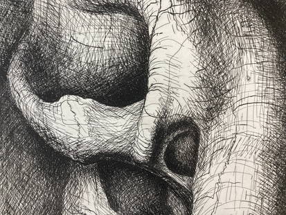 HENRY MOORE Signed ELEPHANT SKULL ALBUM Etching #XXV LIMITED EDITION Numbered 1969: AUTHOR/ARTIST: Henry Moore (United Kingdom, 1898-1986) TITLE: Elephant Skull Album, Plate XXV, 1969-1970 SIZE: Unframed. Sheet size: 14 1/2" x 19 1/4", image size: 12" x 9 1/4" MEDIUM: Etching
