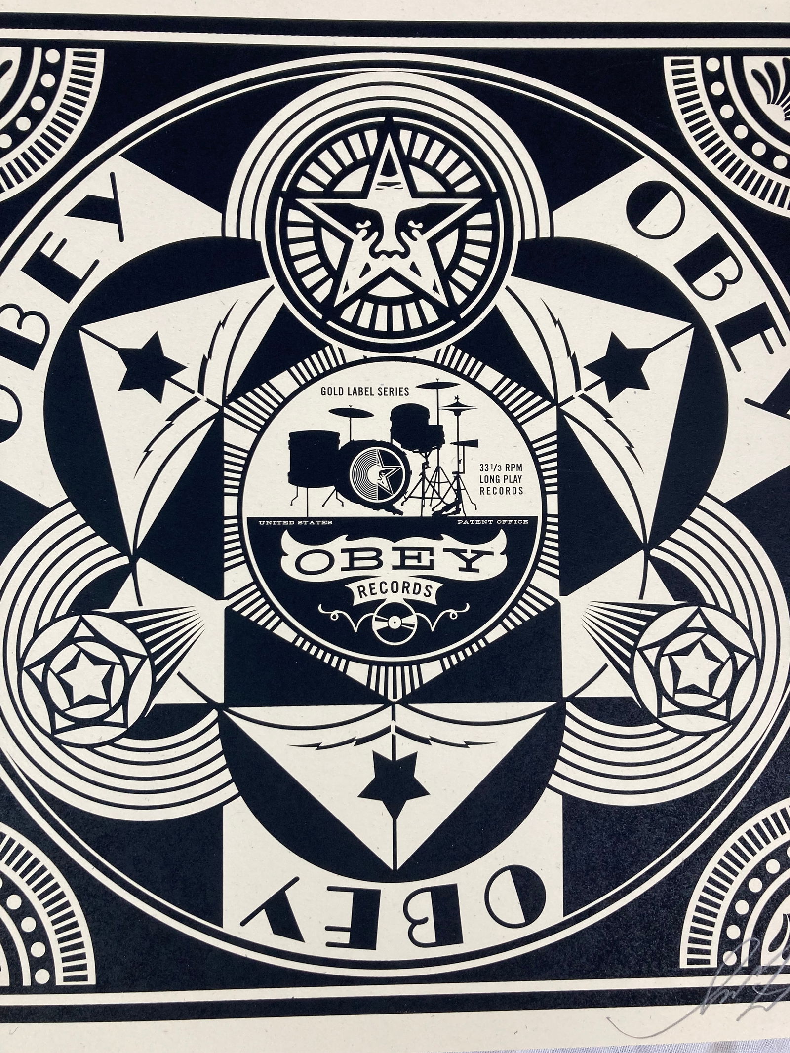 SHEPARD FAIREY Signed OBEY GIANT RECORDS Limited Edition SCREEN PRINT Numbered (1 of 15)
